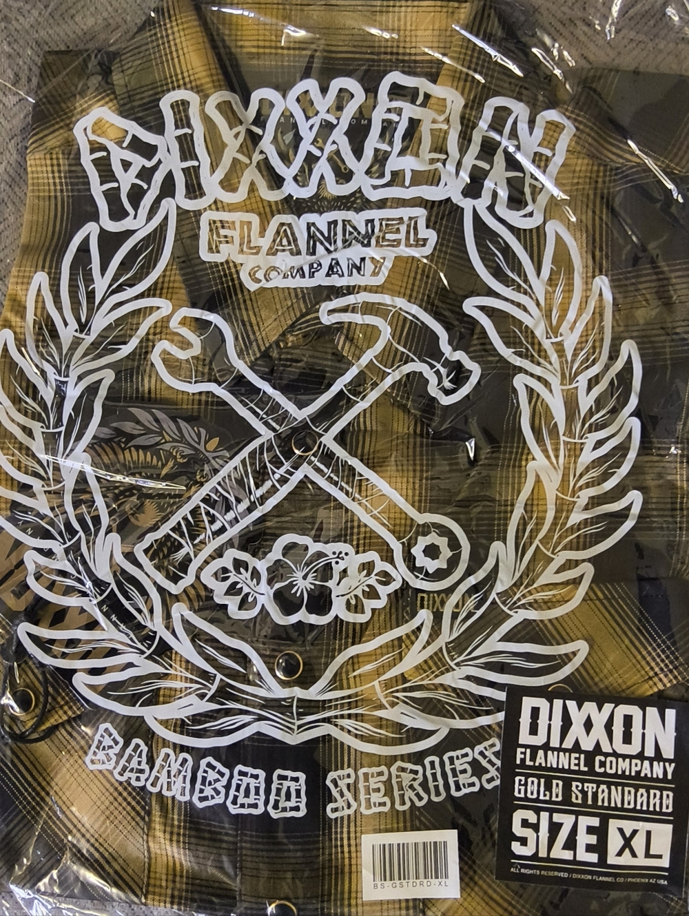 DIXXON. XL Yellow and Black Plaid Flannel Shirt
